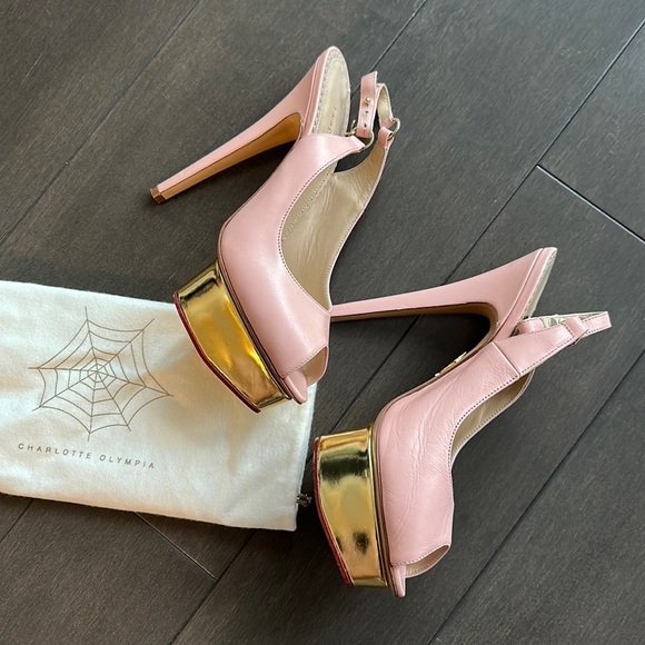 Pink Charlotte Olympia sling back sandals - Picture 4 of 9